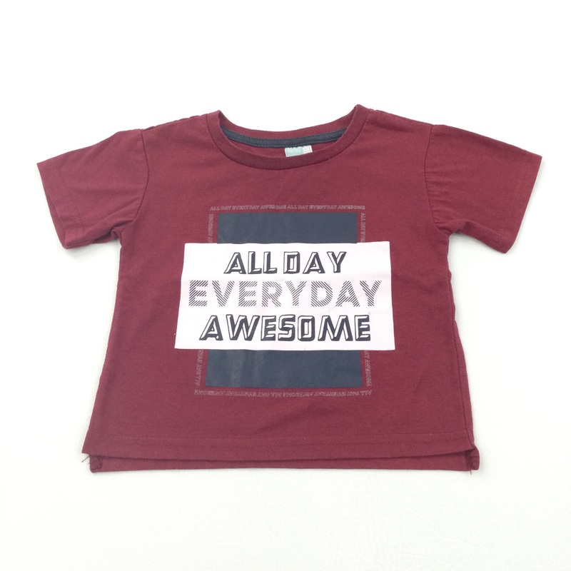 'All Day Everyday Awesome' Burgundy T-Shirt - Boys 18-24 Months