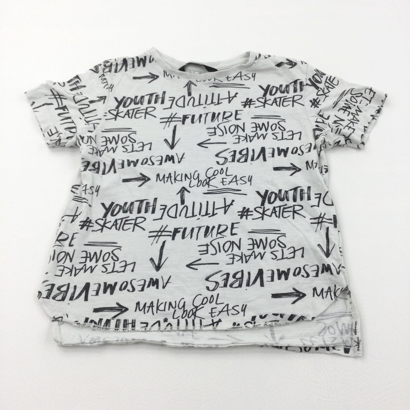 'Awesome Vibes' Black & White T-Shirt - Boys 7-8 Years