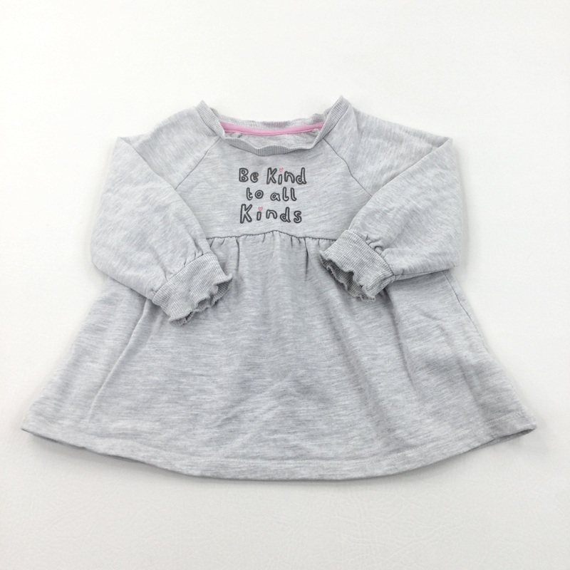 'Be Kind To All Kinds' Grey Jersey Dress - Girls 12-18 Months