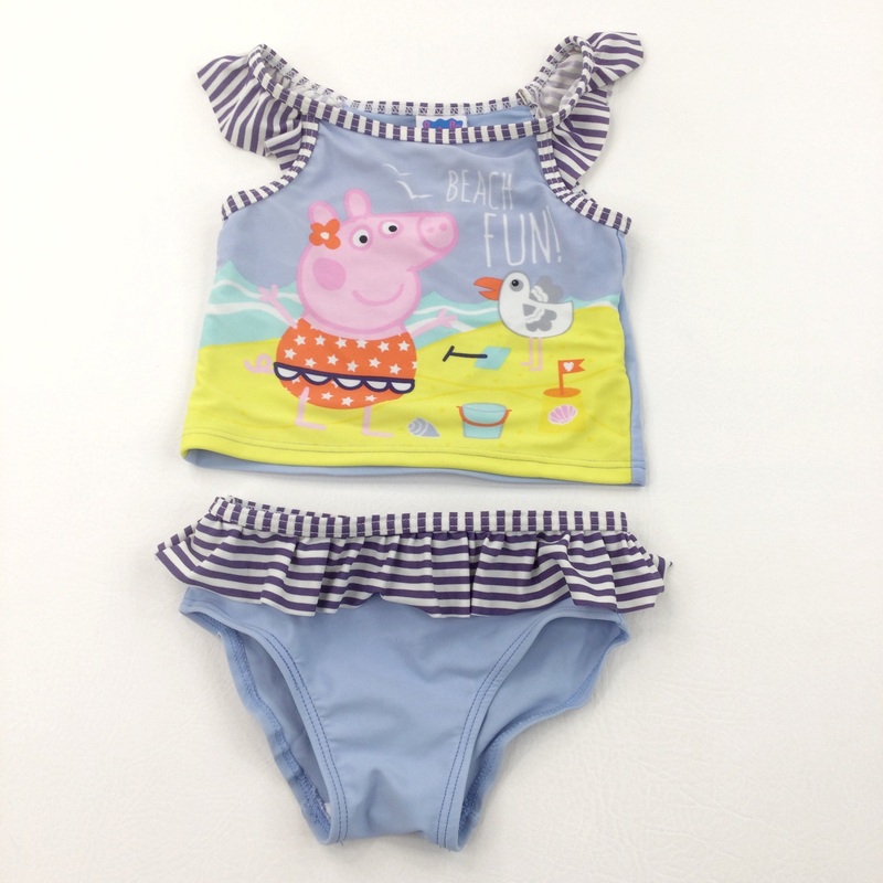 'Beach Fun' Peppa Pig Light Blue Two Piece Swimming Costume/Bikini - Girls 2-3 Years