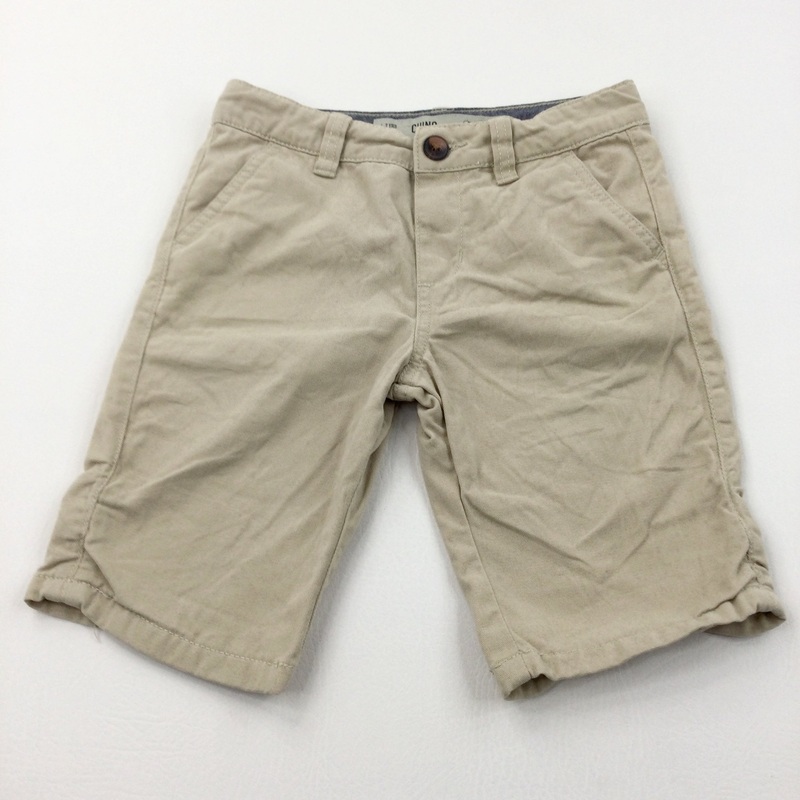 Beige Cotton Chino Shorts with Adjustable Waistband - Boys 6-7 Years
