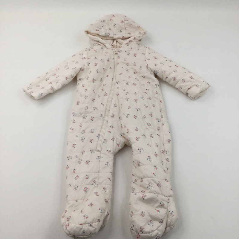 Flowers Cream Fleece Lined Pramsuit - Girls 12-18 Months