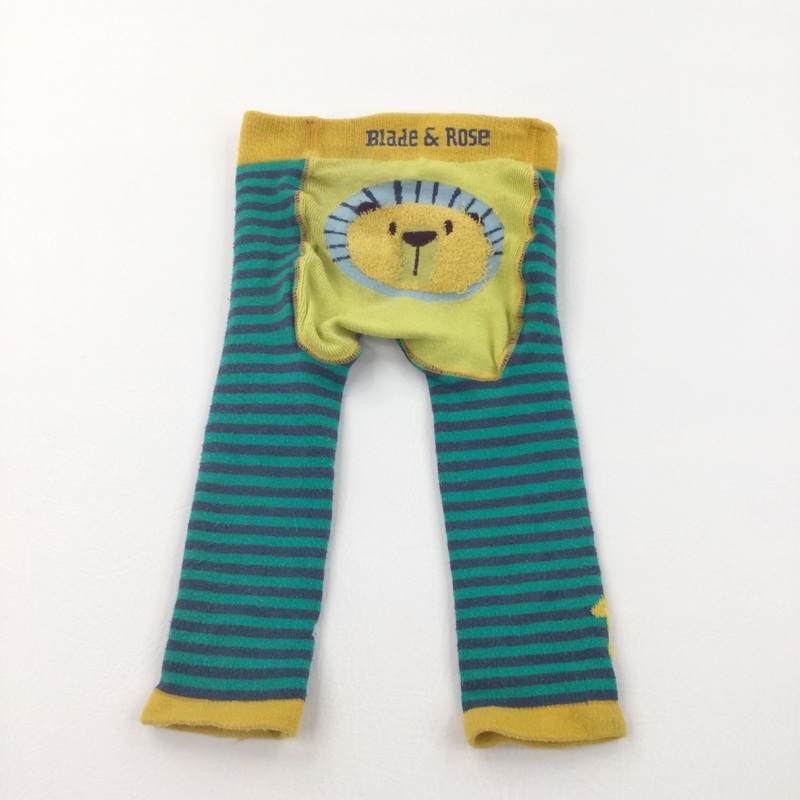 Lion & Tigers Yellow, Green & Navy Knitted Leggings - Boys 2-3 Years