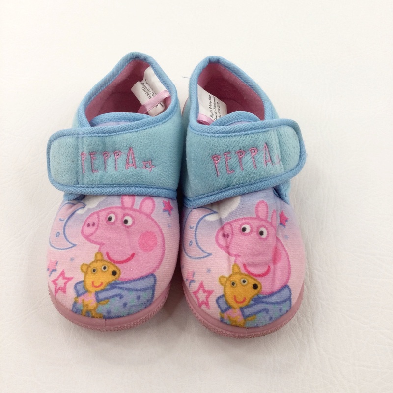 'Peppa' Peppa Pig Pink & Blue Velcro Slippers - Girls - Shoe Size 10