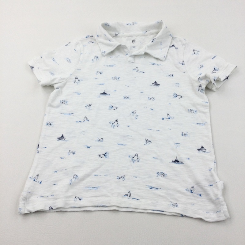 Sharks White Polo Shirt - Boys 6-7 Years