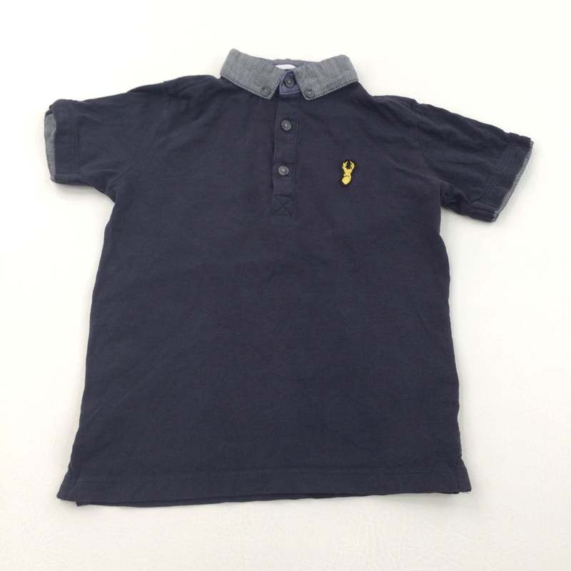 Stag Motif Navy Polo Shirt - Boys 3 Years