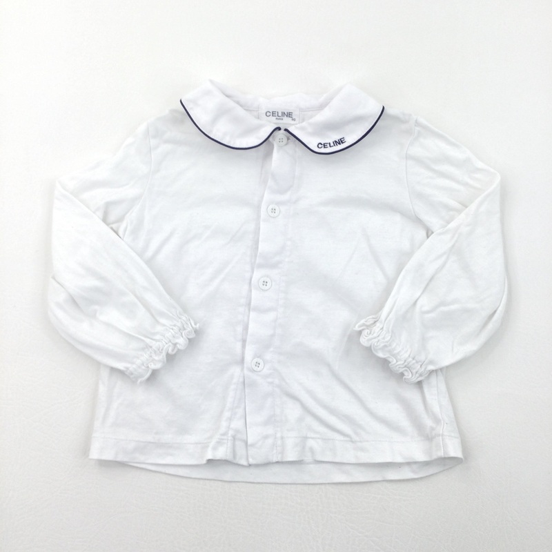 White Cotton Blouse with Sailor Style Collar - Girls 18-24 Months