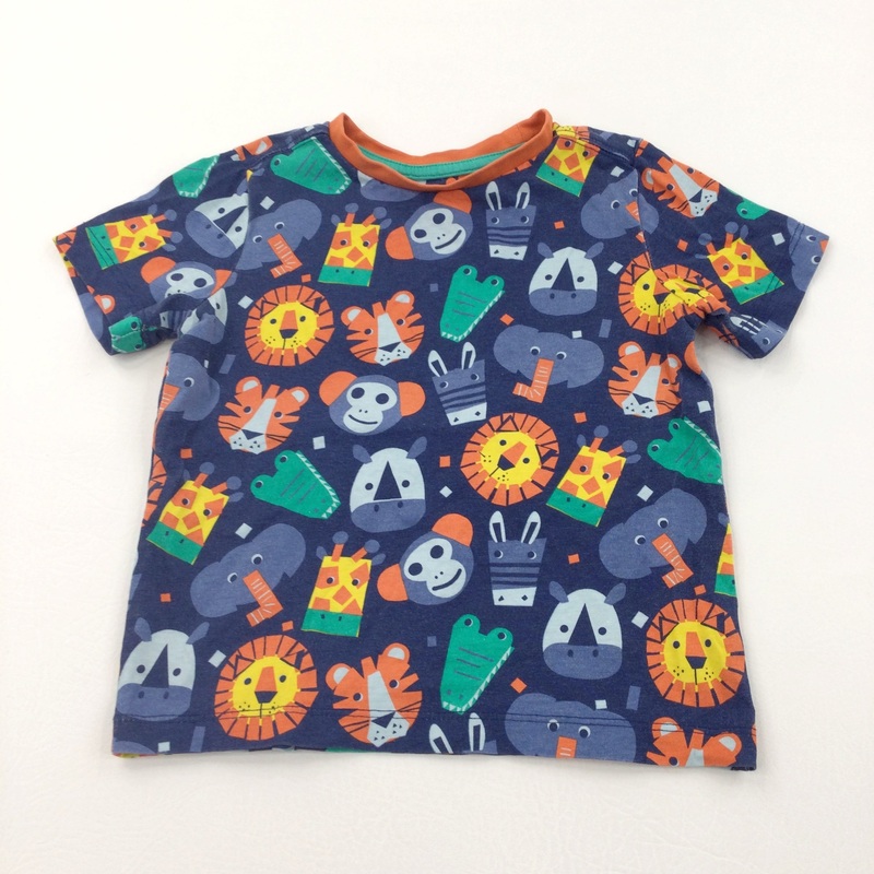 Wild Animals Colourful Navy & Orange T-Shirt - Boys 2-3 Years