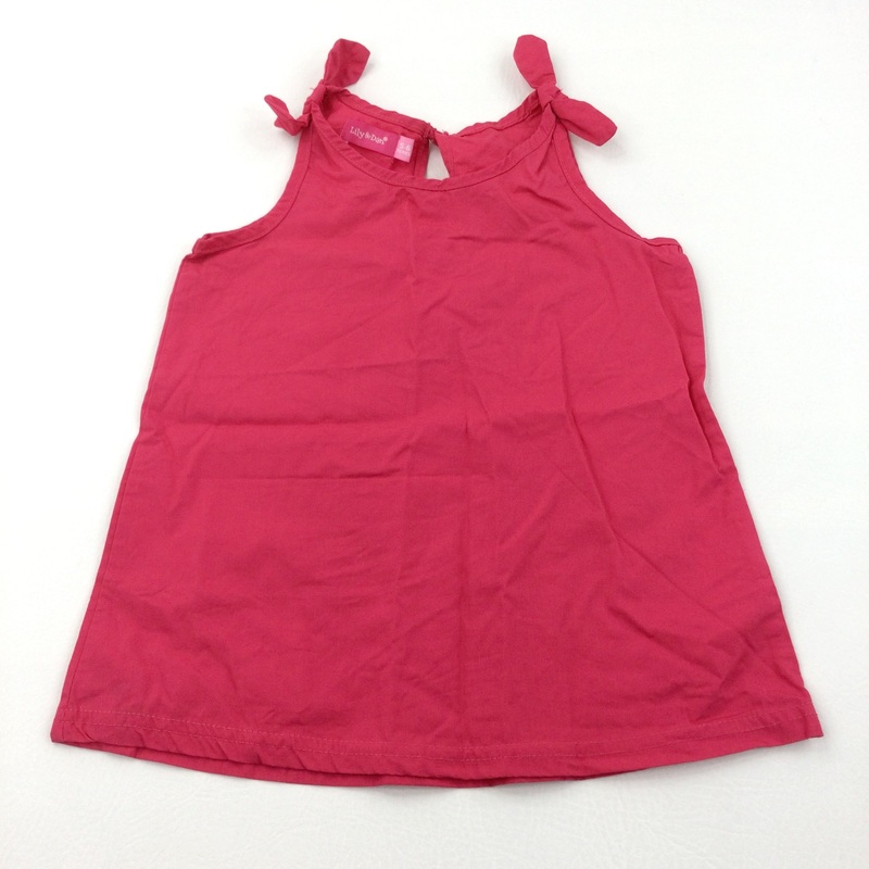 Dark Pink Cotton Sleeveless Blouse - Girls 5-6 Years