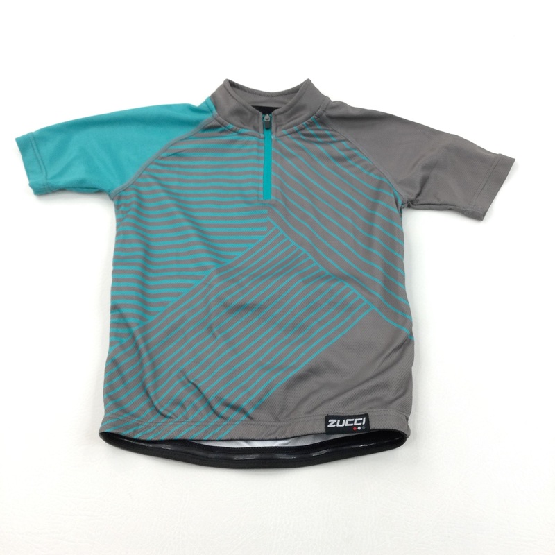 Grey & Teal Cycling Shirt with Back Pockets - Boys 5-6 Years