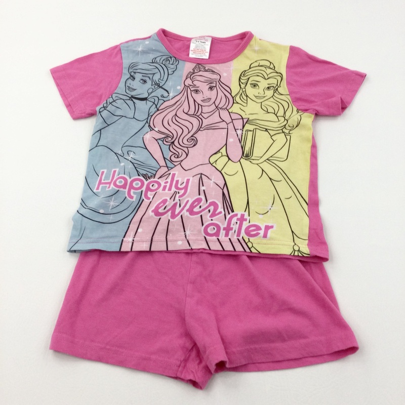 'Happily Ever After' Disney Princesses Pink Short Pyjamas - Girls 5-6 Years