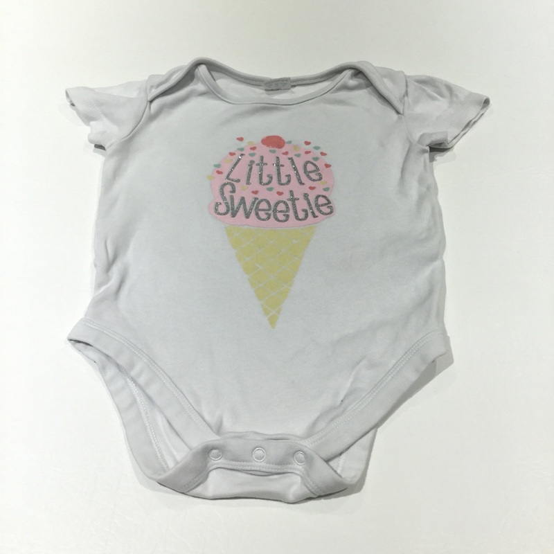 'Little Sweetie' Ice Cream White Short Sleeve Bodysuit - Girls 9-12m