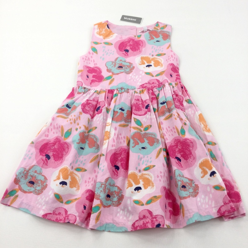 **NEW** Flowers Pink Cotton Sun Dress - Girls 5-6 Years