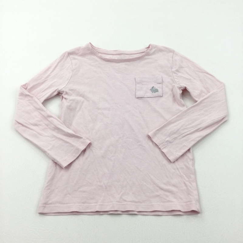 Rabbit Motif Light Pink Long Sleeve Top - Girls 5-6 Years