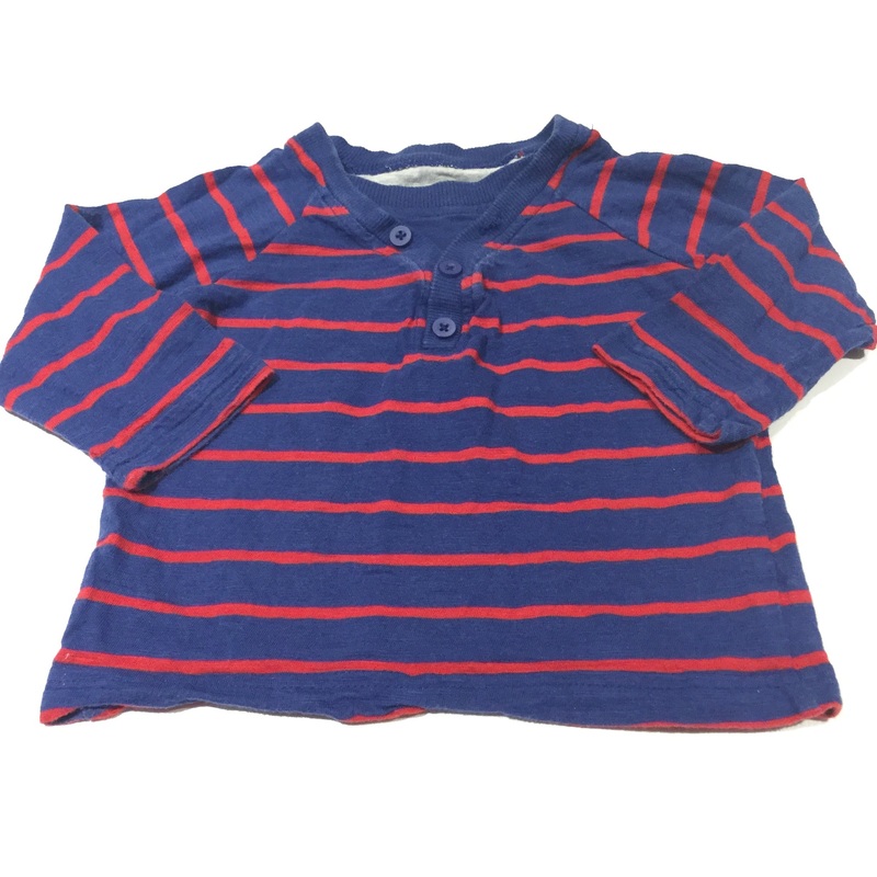 Red & Navy Striped Mock Layered Long Sleeve Top - Boys 6-9m