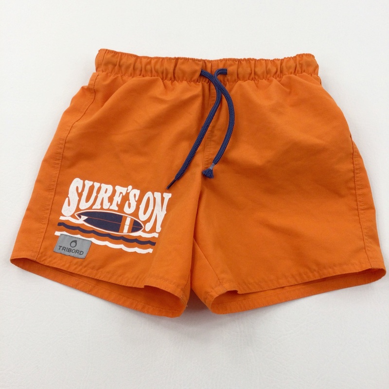 'Surf's On' Orange Swimming Shorts - Boys 4-5 Years