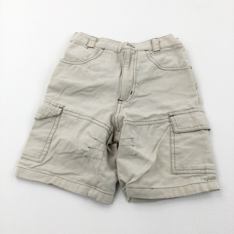 Beige Lightweight Cotton Cargo Shorts - Boys 2-3 Years