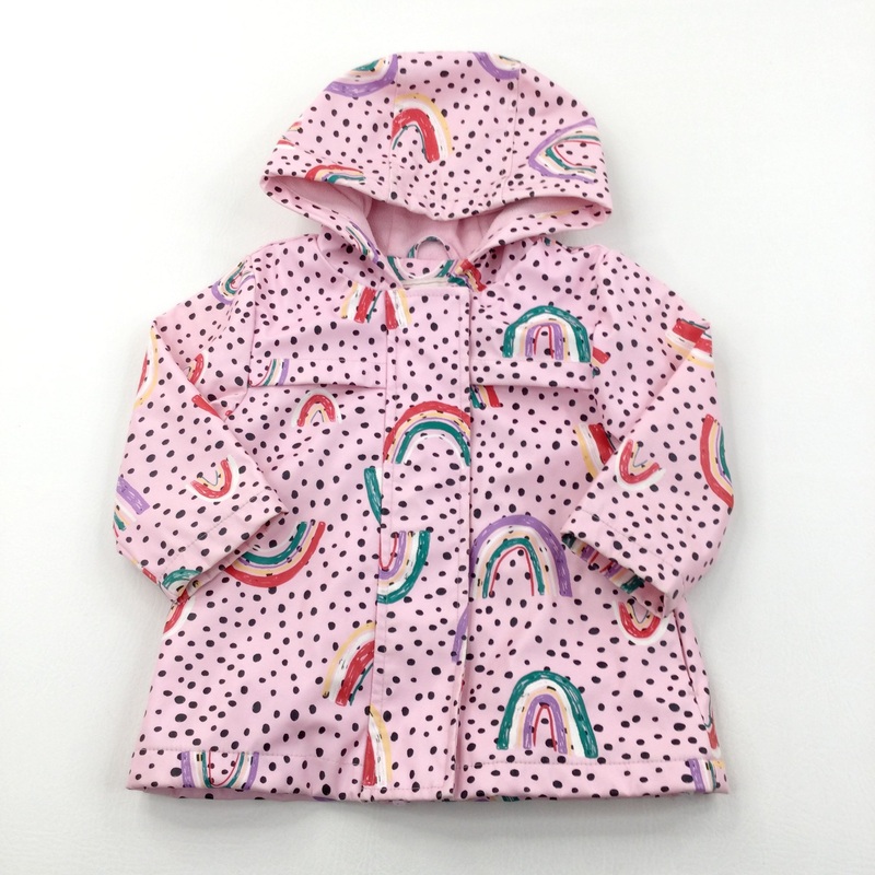 Rainbows & Spots Pink Showerproof Raincoat - Girls 12-18 Months