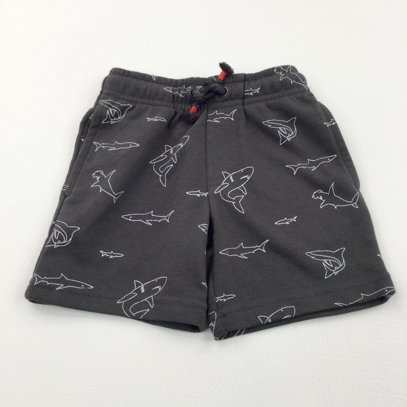 Sharks Black & White Jersey Shorts - Boys 12-18 Months