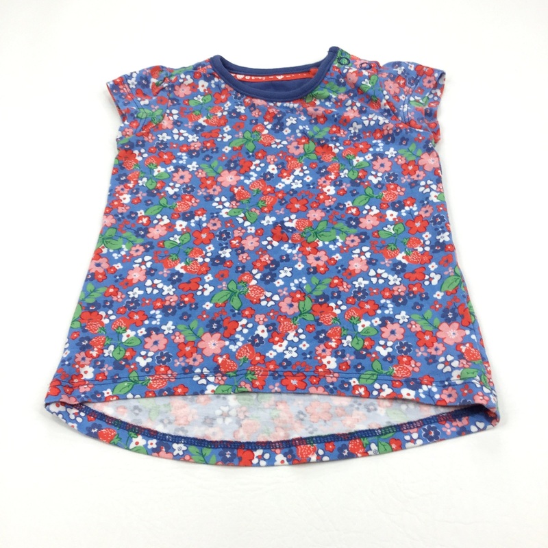 Strawberries & Flowers Blue T-Shirt - Girls 3-6m