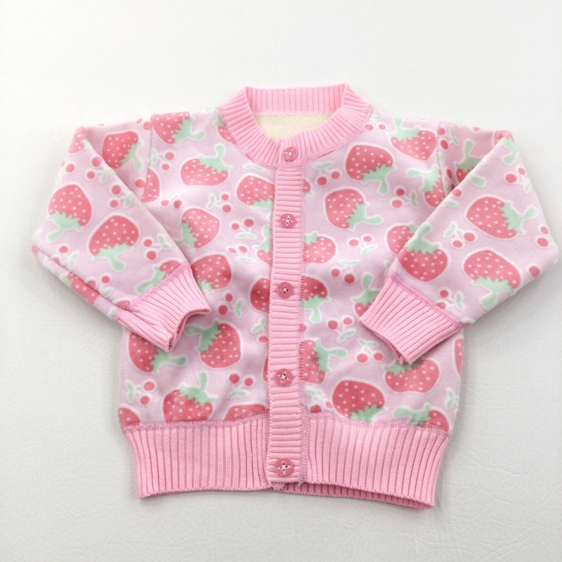 Strawberries Pink Fleece Cardigan - Girls 12-18 Months