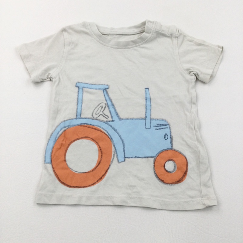 Tractor Blue, Orange & Cream T-Shirt - Boys 12-18 Months