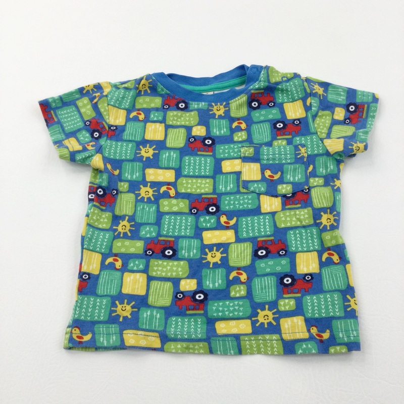 Tractors & Fields Red, Yellow & Blue Organic Cotton T-Shirt - Boys 12-18 Months