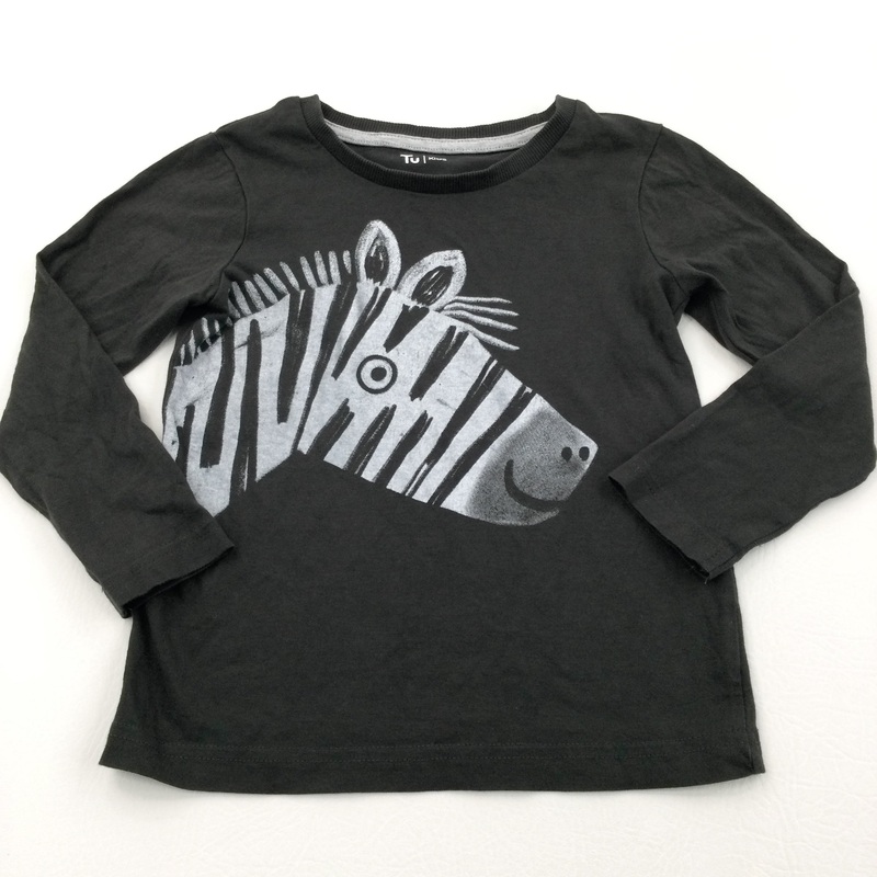 Zebra Black Long Sleeve Top - Boys/Girls 2-3 Years