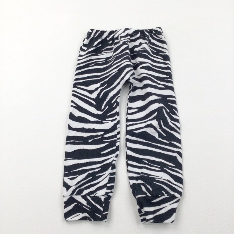 Zebra Stripes Black & White Jersey Trousers - Girls 2-3 Years