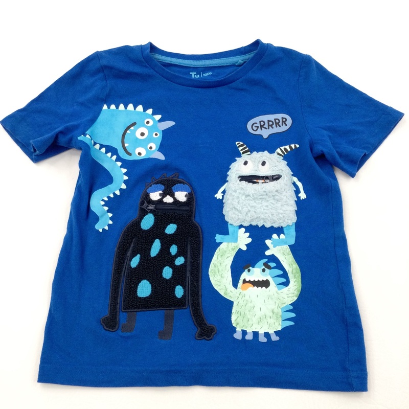 Zip Mouth Monsters Blue T-Shirt - Boys 2-3 Years