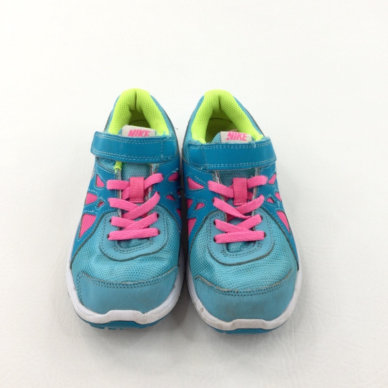 Blue & Pink Velcro Trainers - Girls - Shoe Size 12.5