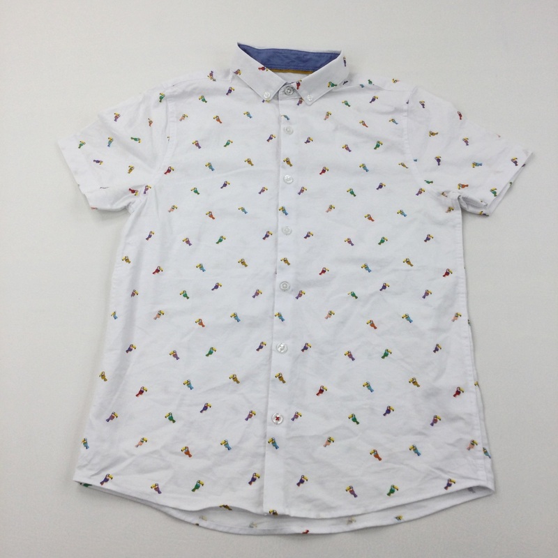 Colourful Toucans White Cotton Shirt - Boys 12 Years