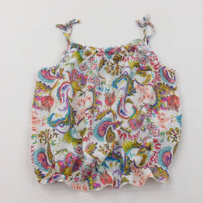 Flowers Colourful Strappy Cotton Blouse - Girls 8 Years