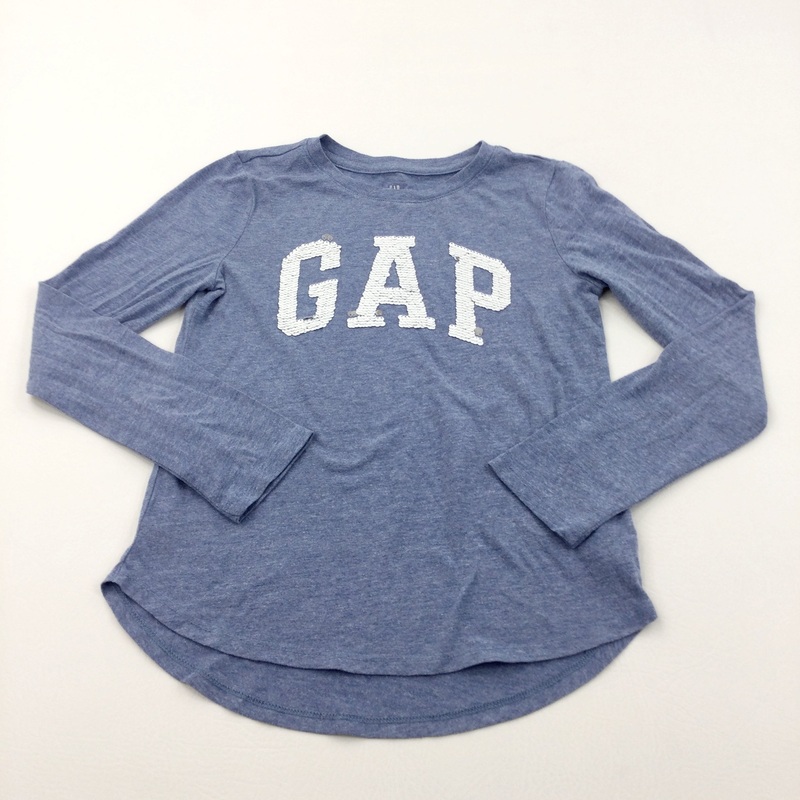 'GAP' Sequin Flip Blue Long Sleeve Top - Girls 8-9 Years