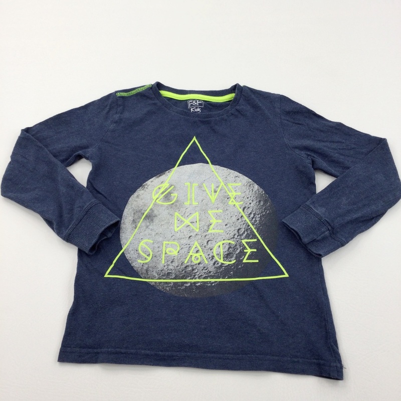 'Give Me Space' Slate Blue Long Sleeve Top - Boys 7-8 Years