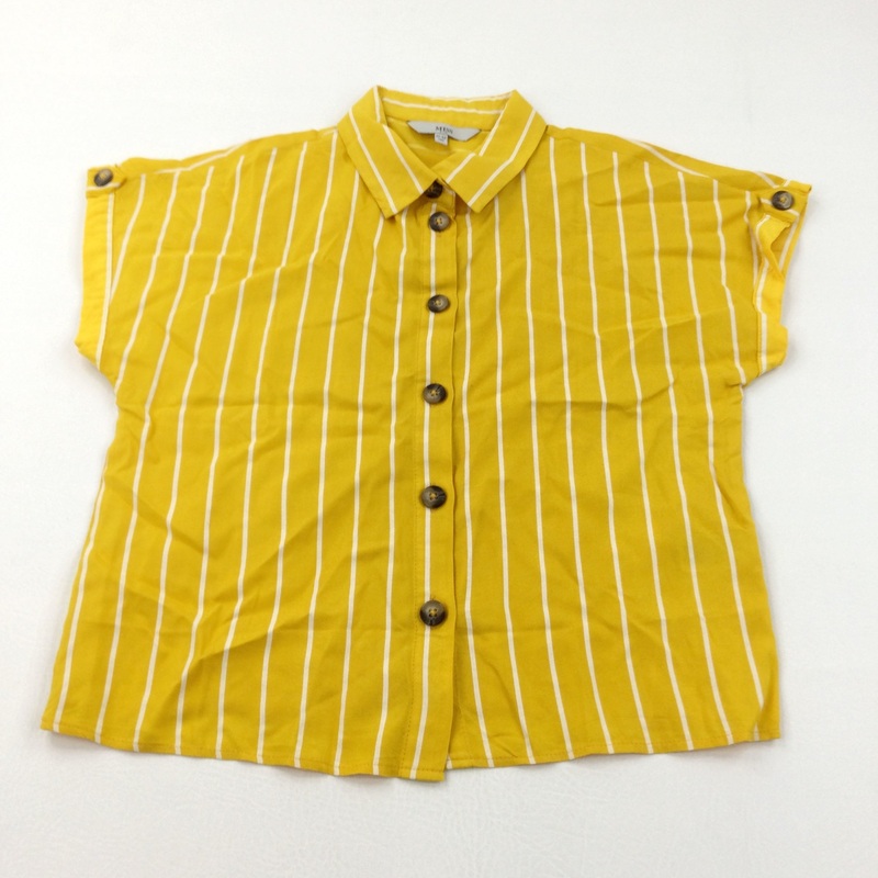 Golden Yellow & White Striped Cotton Blouse - Girls 11-12 Years