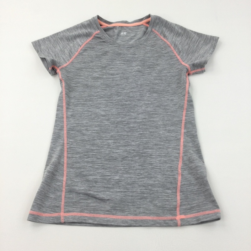 Grey & Peach Sports Style T-Shirt - Girls 10-12 Years