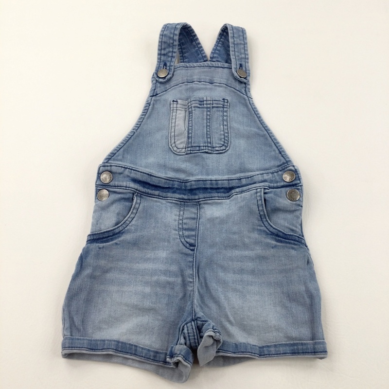 Light Blue Denim Short Dungarees - Girls 4-5 Years