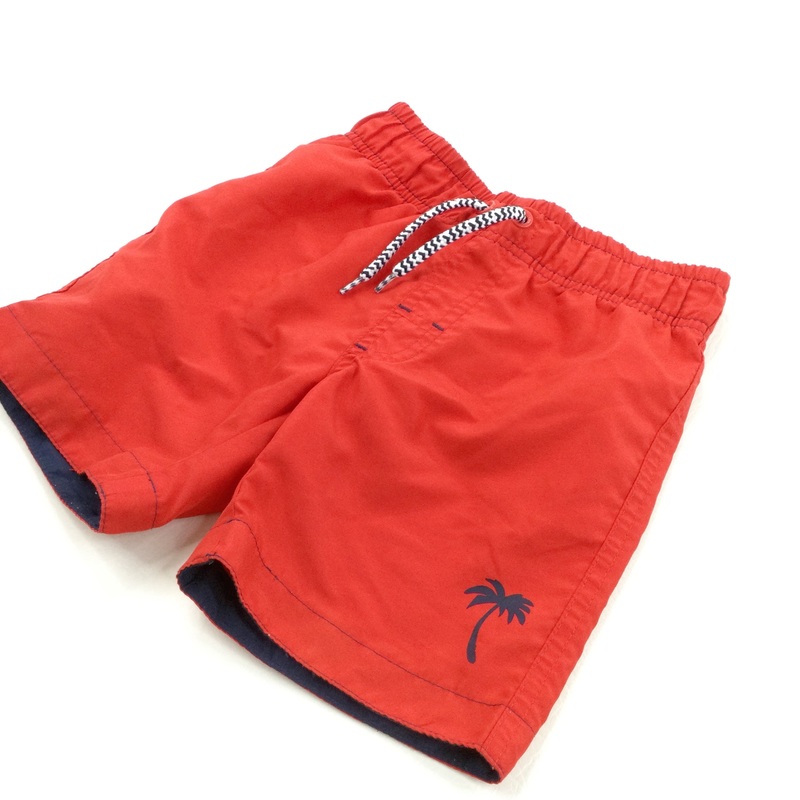 Palm Tree Motif Red Swimming Shorts - Boys 4-5 Years