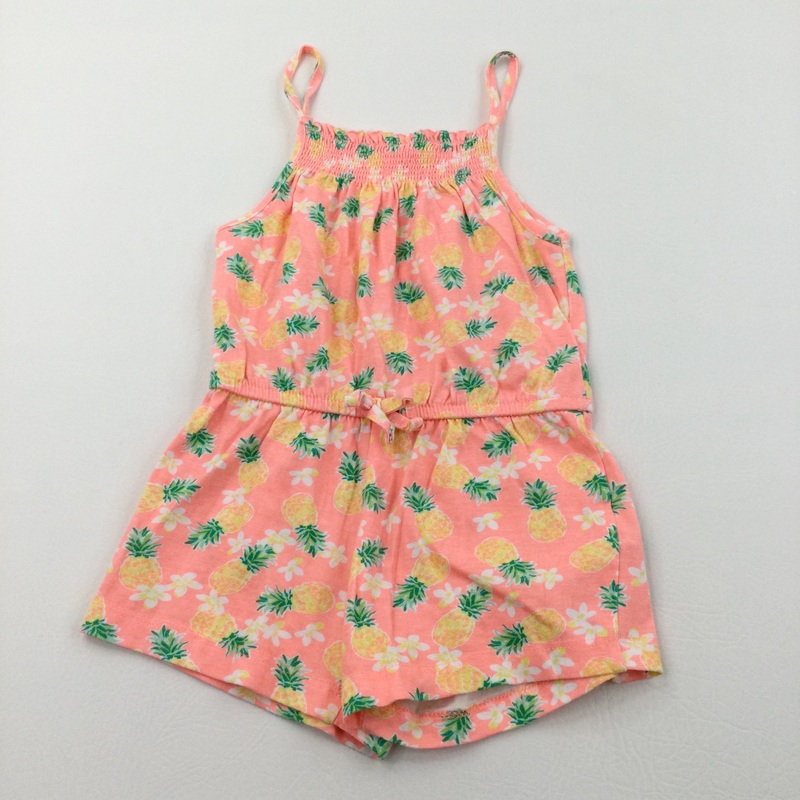 Pineapples Neon Pink Lightweight Jersey Playsuit - Girls 4-5 Years