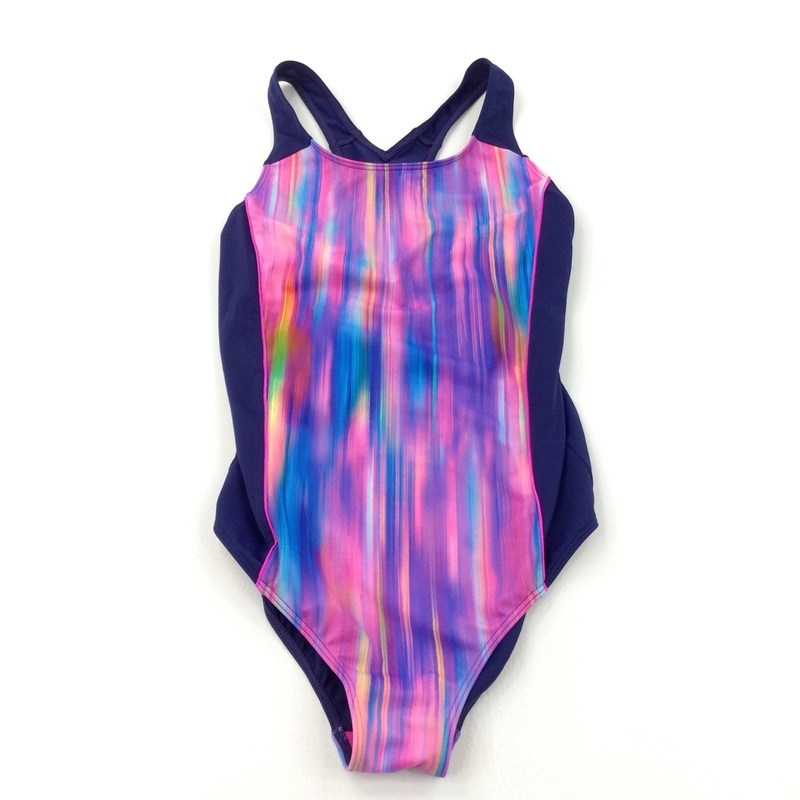 Pink, Blue & Navy Swimming Costume - Girls 11-12 Years