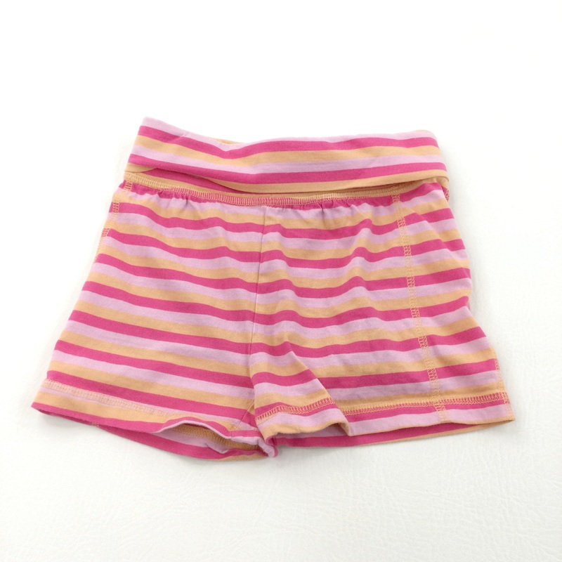 Pink, Lilac & Orange Striped Lightweight Jersey Shorts - Girls 4-5 Years