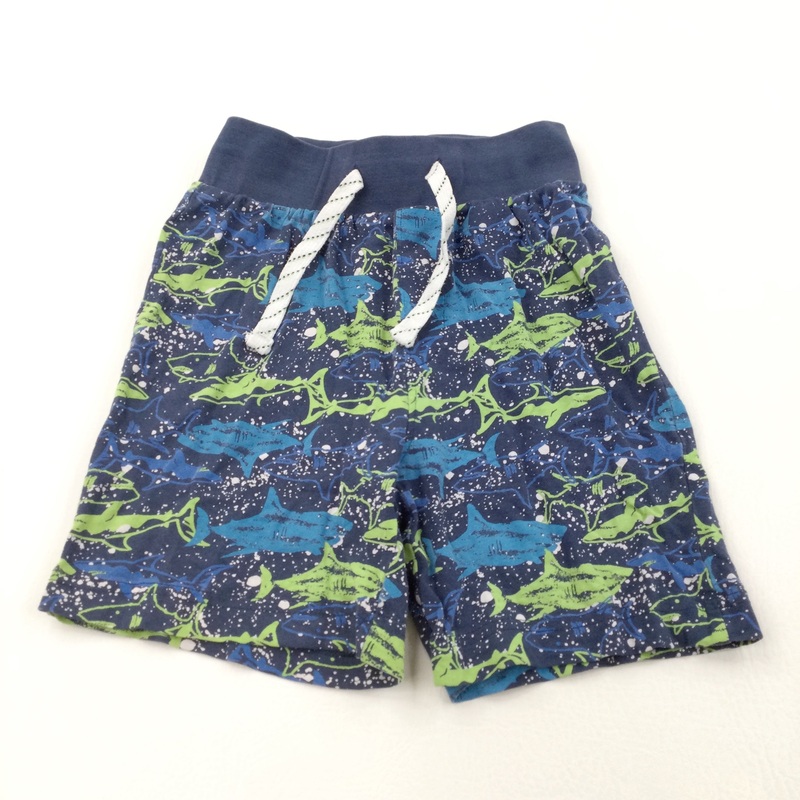 Sharks Navy & Green Lightweight Jersey Shorts - Boys 5 Years