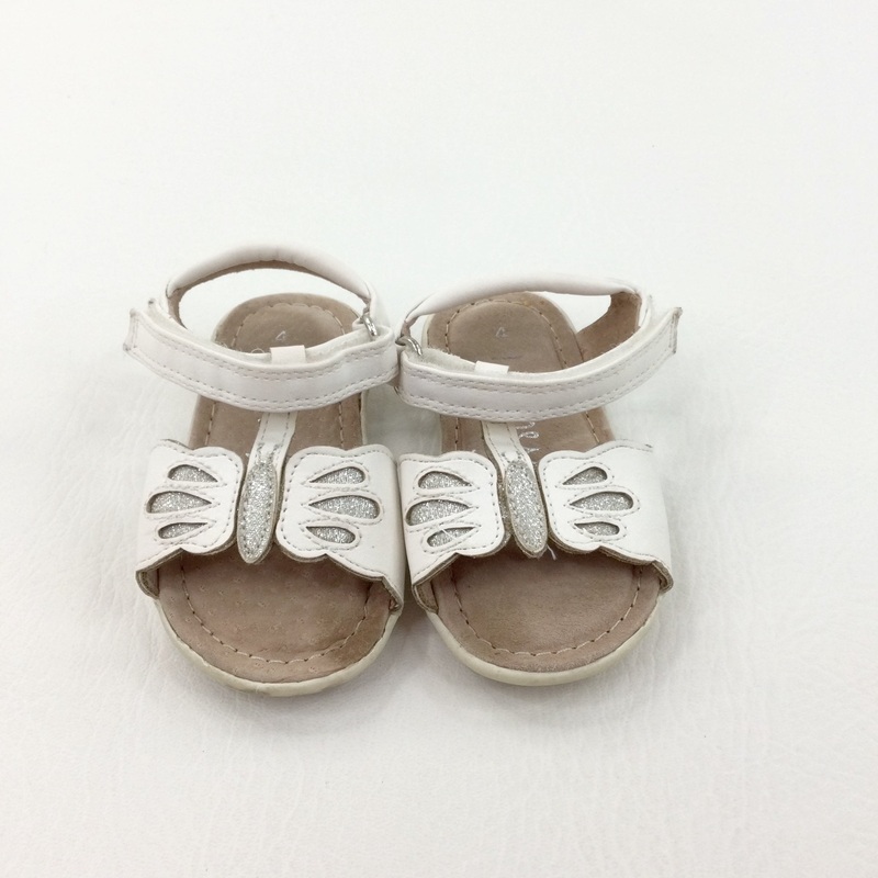 Sparkly Butterflies White Velcro Sandals - Girls - Shoe Size 4
