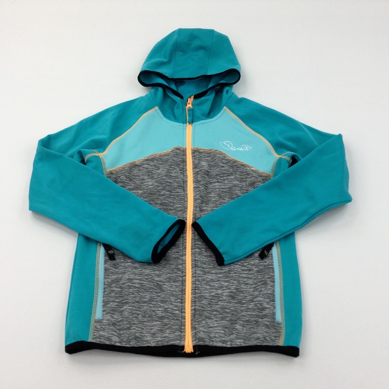 Teal, Peach & Grey Sports Style Zip Up Hoodie Sweatshirt - Girls 11-12 Years