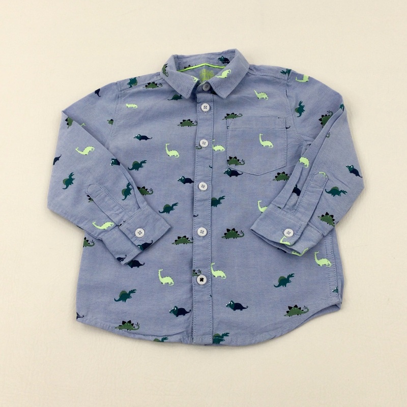 Dinosaurs Light Blue Long Sleeve Shirt - Boys 2-3 Years