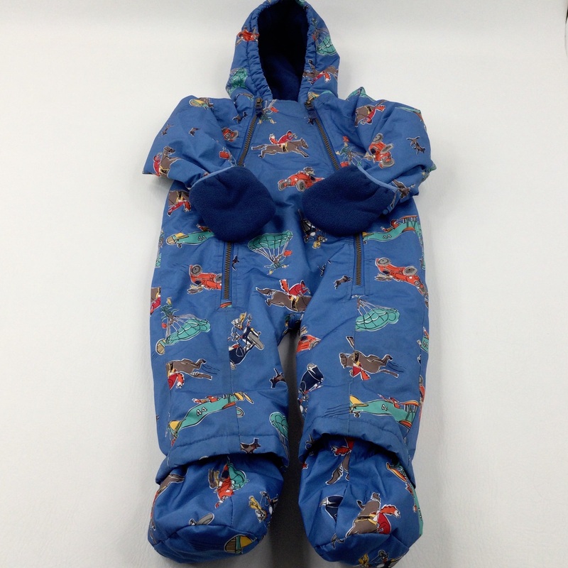Foxes & Hounds Blue Fleece Lined Pramsuit With Integrated Mittens & Attached Booties  - Boys 18-24 Months