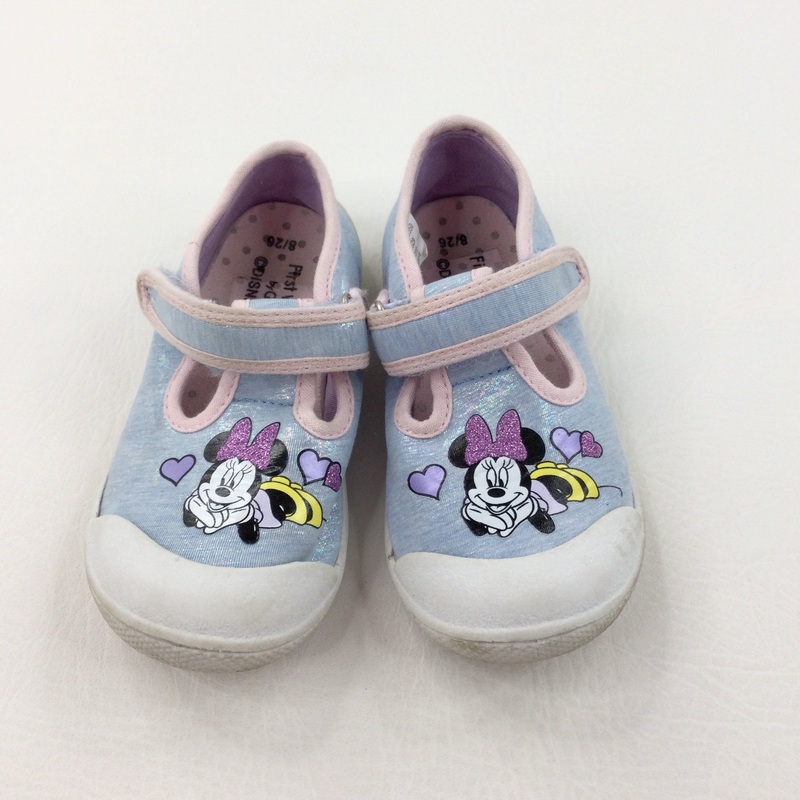 Minnie Mouse Glittery First Walkers Blue Canvas Shoes - Girls - Shoe Size 8