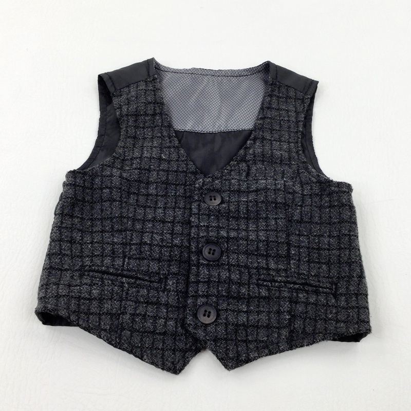 Patterned Charcoal Grey Waistcoat - Boys 9-12 Months