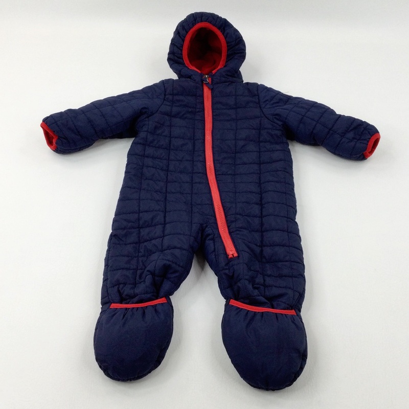 Quilted Navy Fleece Lined Winter Pramsuit With Integrated Mittens & Booties - Boys 9-12 Months